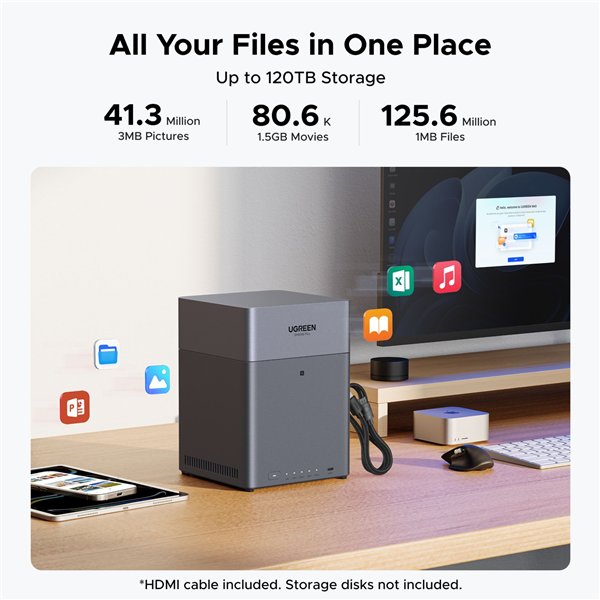 UGREEN 4-Bay Network Attached Storage DH4300 Plus EU Diskless