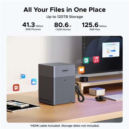 UGREEN 4-Bay Network Attached Storage DH4300 Plus EU Diskless