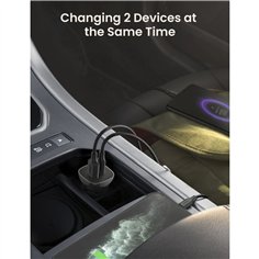 UGREEN USB-C PD+USB-A QC 24W caricabatt. da auto rap. grigio 2