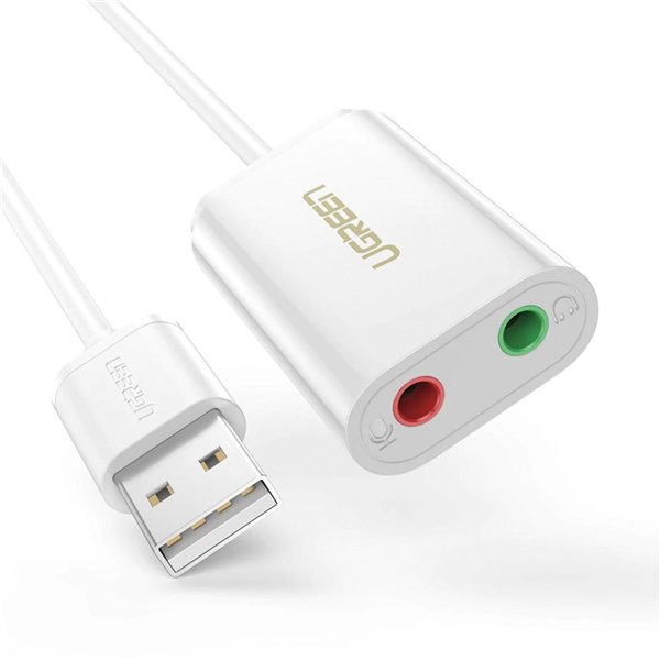 UGREEN USB-A To 3.5mm External Stereo Sound adatt. bianco 15cm