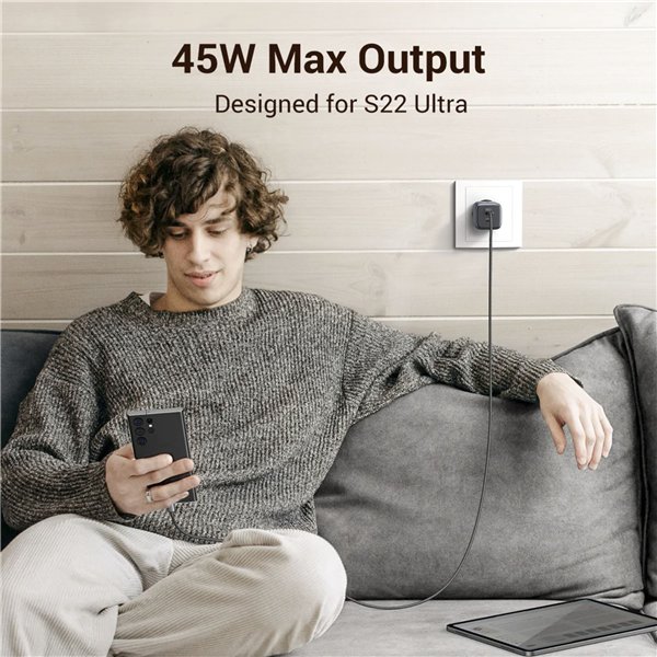 UGREEN Nexode 45W Dual USB-C PD caricabatt. (25W+20W)