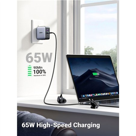 UGREEN USB-A+2*USB-C 65W GaN Worldwide Travel Fast Charger