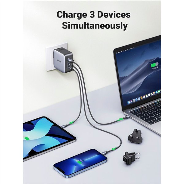 UGREEN USB-A+2*USB-C 65W GaN Worldwide Travel Fast Charger