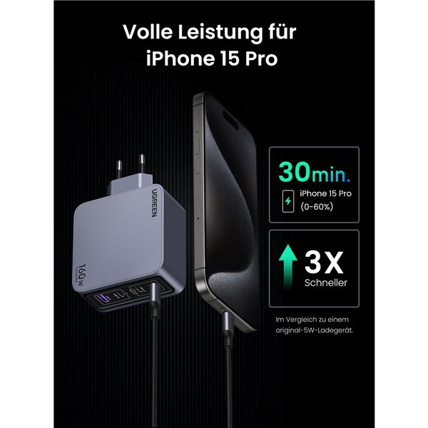 UGREEN Nexode Pro 160W GaN caricabatt. con USB-C cavo