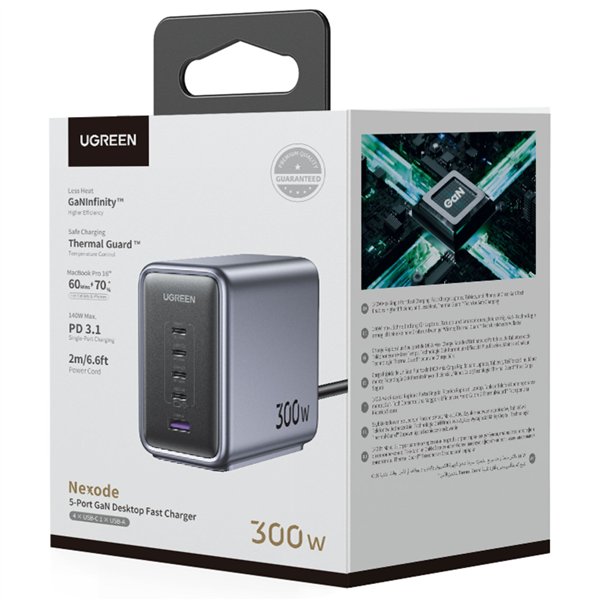 UGREEN Nexode 300W 5-Port PD GaN caricabatt. rapido