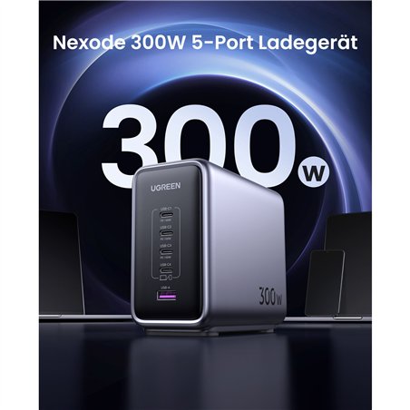 UGREEN Nexode 300W 5-Port PD GaN caricabatt. rapido