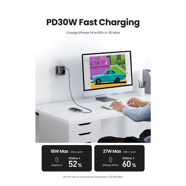 UGREEN NEXODE caricatore da parete 30W