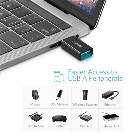 UGREEN USB-C a USB 3.0 A adatt. femm. nero
