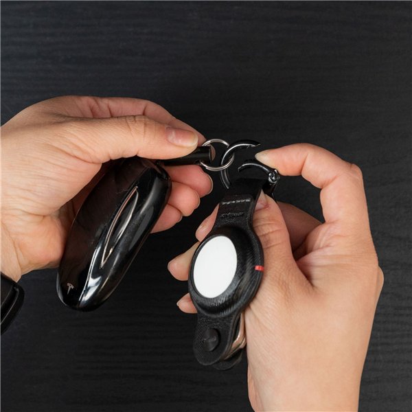 KeySmart AirTag Vegan Leather Case Air Black