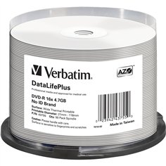 1x50 Verbatim DVD-R 4,7GB 16x bianco wide printable NON-ID