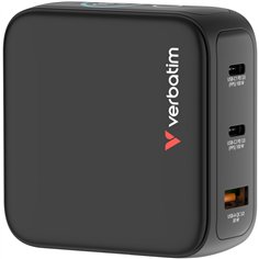 Verbatim Mini GaN Charger 100W mit Display 2xUSB-C +1xA   30239