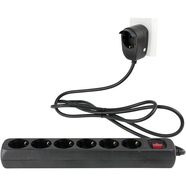 REV Presa multipla 6+1-fach 2m nero Powersplit