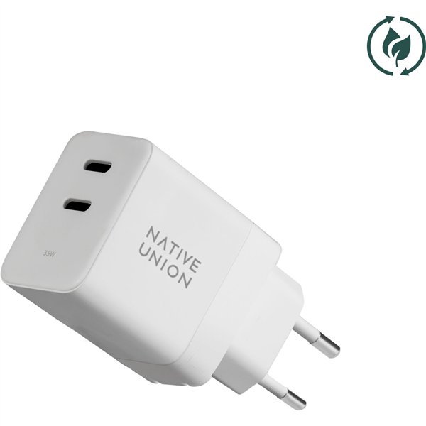 Native Union 35W Dual USB-C Fast GaN PD Wall Charger White