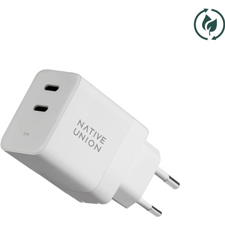 Native Union 35W Dual USB-C Fast GaN PD Wall Charger White