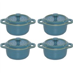 Staub Mini Cocotte Set 4-tlg. rund, Keramik, antik-türkis