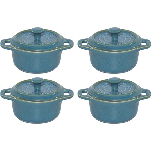 Staub Mini Cocotte Set 4-tlg. rund, Keramik, antik-türkis