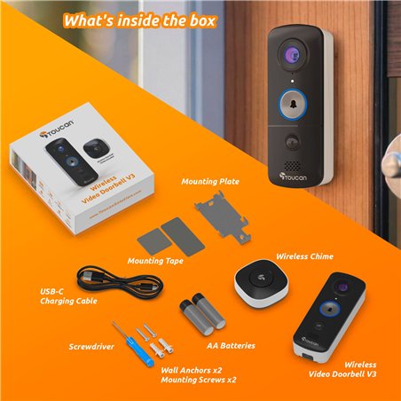 Toucan Wireless Video Doorbell with Chime V3