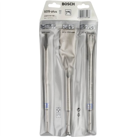 Bosch SDS-plus set scalpelli 3 pezzi Long Life