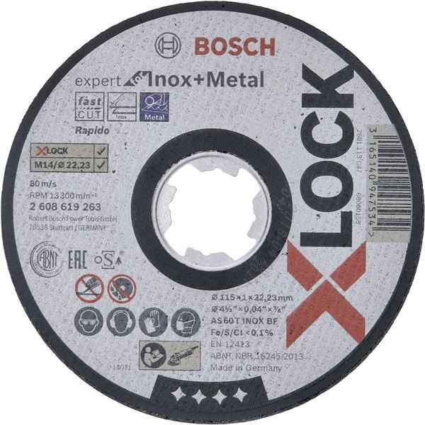 Bosch X-LOCK mola da taglio 115X1mm INOX diritta