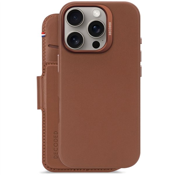 Decoded Leather Detachable Wallet iPhone 16 Pro Tan