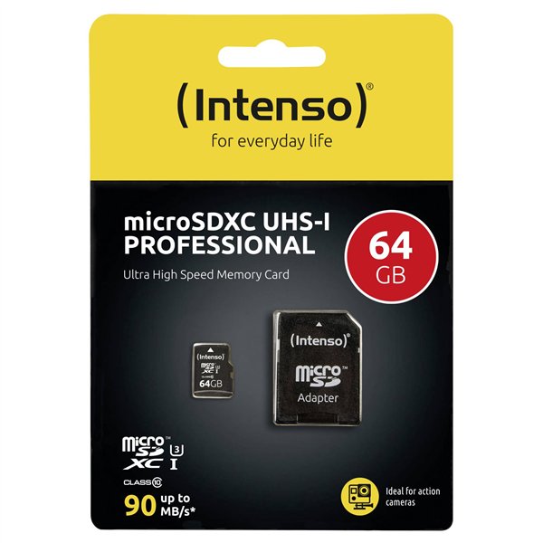 Intenso microSDXC           64GB C10 UHS-I Professional + adatt.