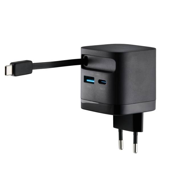 Intenso Power Adapt. W65ACIC 65W 2xUSB-C/USB-A ausziehb.Kab. schw
