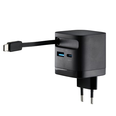 Intenso Power Adapt. W65ACIC 65W 2xUSB-C/USB-A ausziehb.Kab. schw
