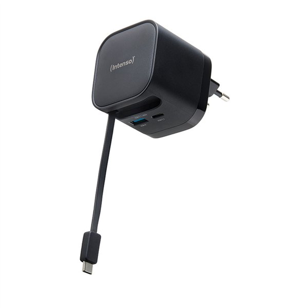 Intenso Power Adapt. W65ACIC 65W 2xUSB-C/USB-A ausziehb.Kab. schw