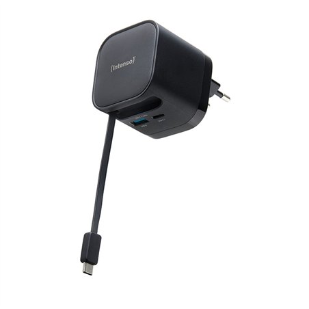 Intenso Power Adapt. W65ACIC 65W 2xUSB-C/USB-A ausziehb.Kab. schw