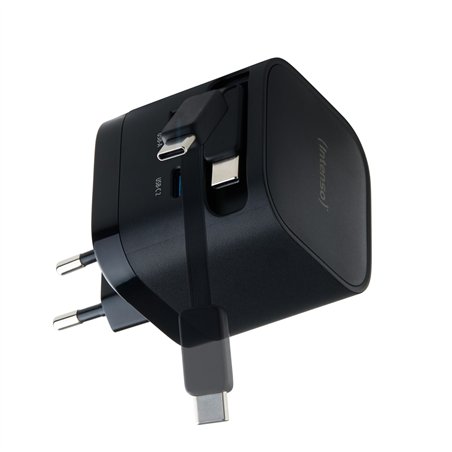 Intenso Power Adapt. W65ACIC 65W 2xUSB-C/USB-A ausziehb.Kab. schw