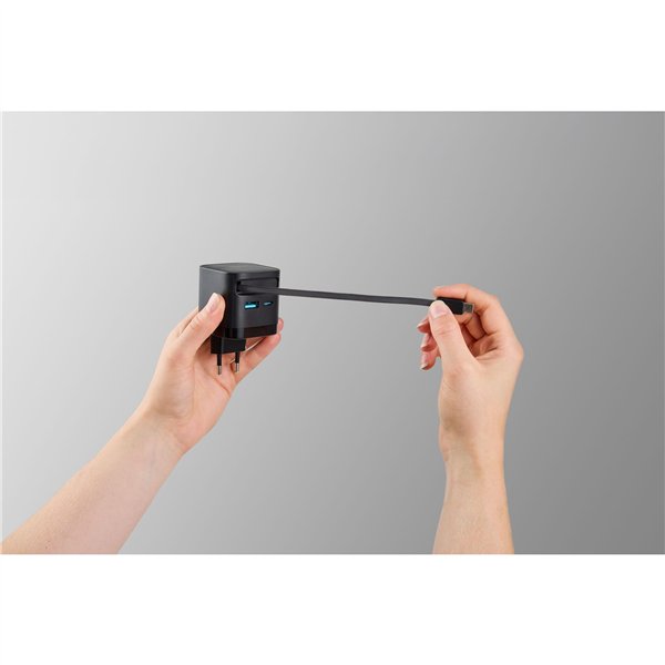 Intenso Power Adapt. W65ACIC 65W 2xUSB-C/USB-A ausziehb.Kab. schw