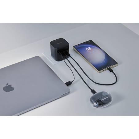 Intenso Power Adapt. W65ACIC 65W 2xUSB-C/USB-A ausziehb.Kab. schw