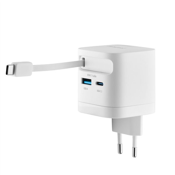 Intenso Power Adapt. W65ACIC 65W 2xUSB-C/USB-A ausziehb.Kab. weiß