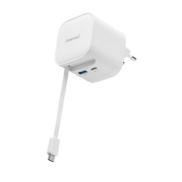 Intenso Power Adapt. W65ACIC 65W 2xUSB-C/USB-A ausziehb.Kab. weiß
