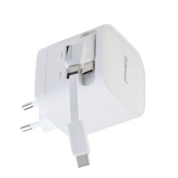 Intenso Power Adapt. W65ACIC 65W 2xUSB-C/USB-A ausziehb.Kab. weiß