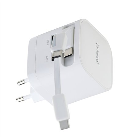 Intenso Power Adapt. W65ACIC 65W 2xUSB-C/USB-A ausziehb.Kab. weiß
