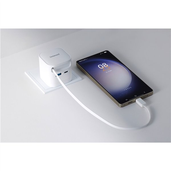 Intenso Power Adapt. W65ACIC 65W 2xUSB-C/USB-A ausziehb.Kab. weiß