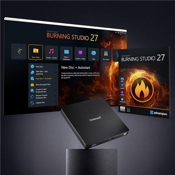 Intenso externer CD/DVD Brenner EOD 400D Slim, schwarz   5401400