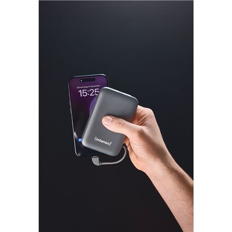 Intenso Powerb. S10000  10000mAh integr.USB-C Kabel, grau 7333034