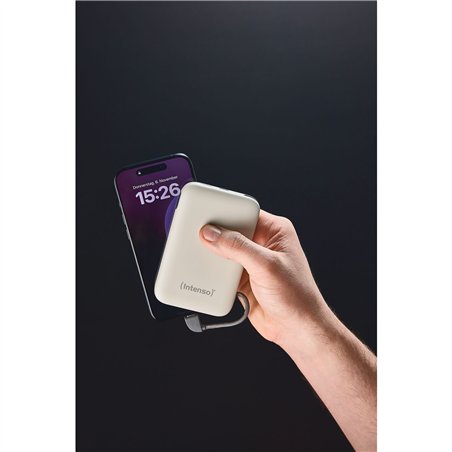 Intenso Powerb. S10000  10000mAh integr.USB-C Kabel,beige 7333031