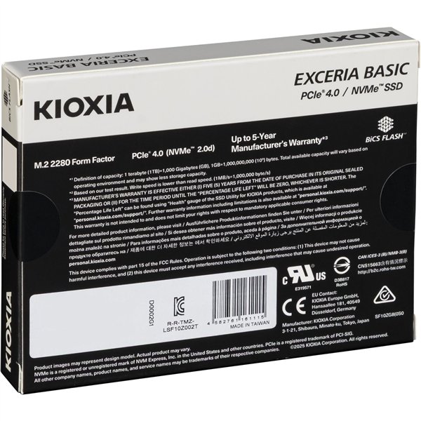 KIOXIA EXCERIA BASIC NVMe    2TB M.2 2280 PCIe 4.0    LSF10Z002T8