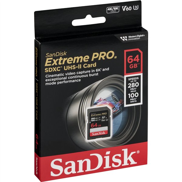 SanDisk Extreme Pro SDXC    64GB UHS-II C10 U3 V60