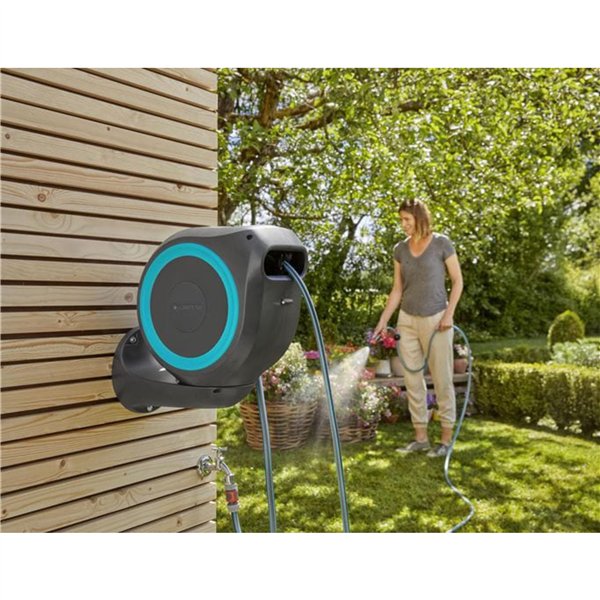 Gardena avvolgitubo a parete RollUp S (turchese) 15 m