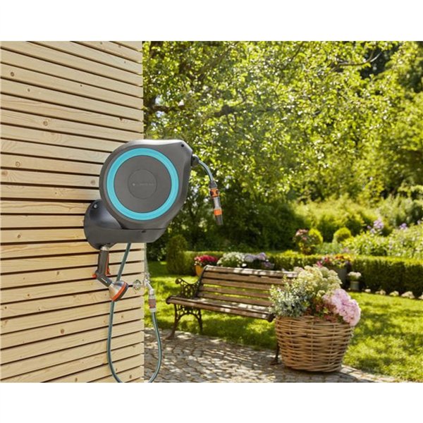 Gardena avvolgitubo a parete RollUp S (turchese) 15 m