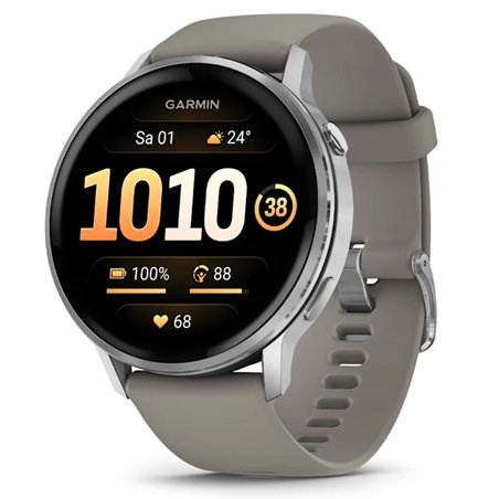 Garmin Venu 4 45mm Silikon-Armb. schwarz/silber/grau