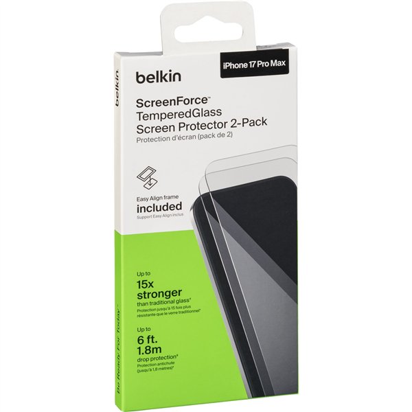 2x1 Belkin ScreenForce Temp.Gl. Displays. iPhone 17 Max OVA227hq