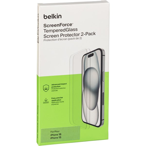 2x1 Belkin ScreenForce Temp.Gl. Displays. iPhone 16/15  OVA143zz