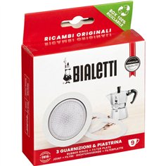 Bialetti Ricambi 3 Ersatz- dichtungen +1 Filter 9 Tassen