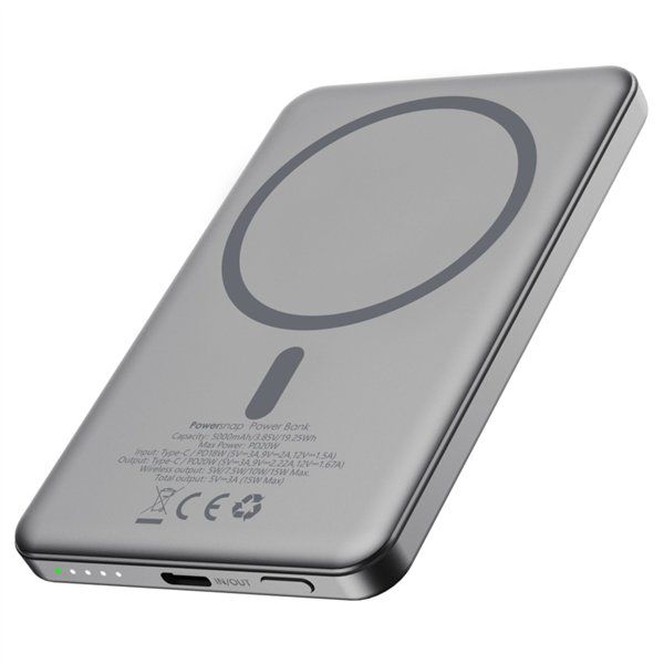 Boompods PowerSnap 5000mAh Graffite Magnetic Powerbank