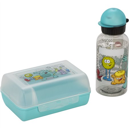 Emsa Kinder Set Trinkflasche 0,4l Brotdose Monster 518138